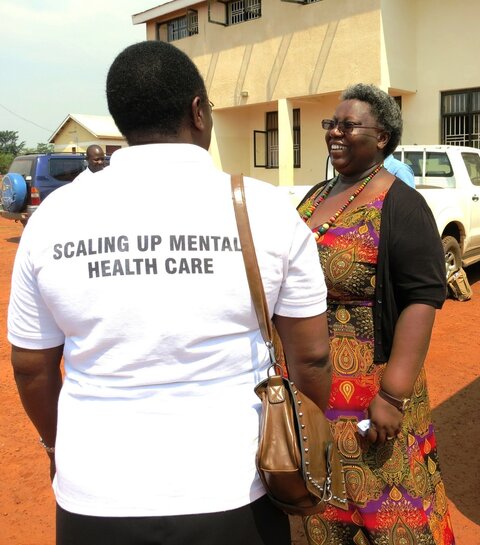 Visit by the late Dr Sheila Ndyanabangi from the Ministry of Health to Emerald study site in Uganda (Picture credit: Sir Graham Thornicroft)